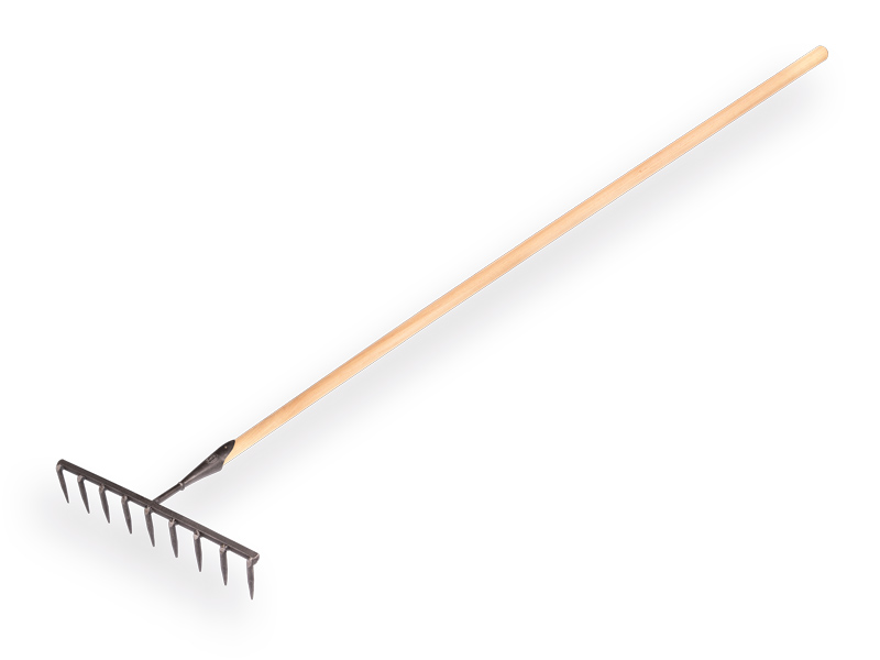 [819110] Seed rake DE WIT forged with 9 round tines and ATLAS handle 160 x 3.2 cm