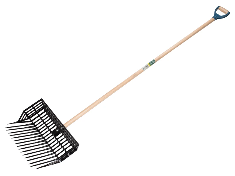 [827011] Manure fork ATLAS plastic, fine-toothed with basket and ATLAS handle 140 x 2.8 cm and D-grip