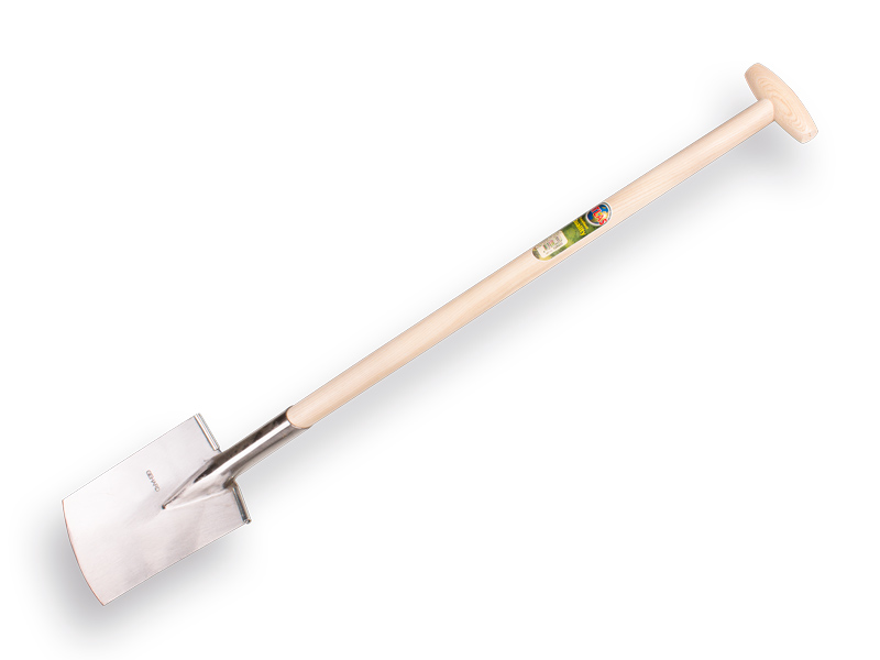 Garden spade ATLAS DIAMANT polished, round treads, with ATLAS T-handle 85 cm