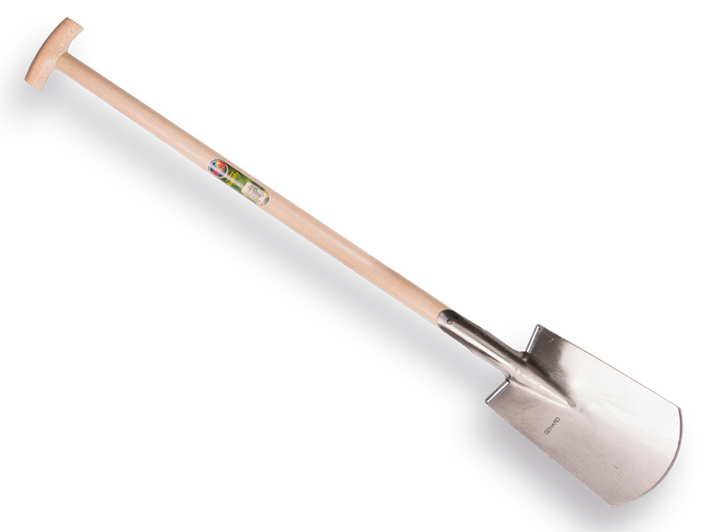 [828700] Bêche ATLAS DIAMANT poli, REPOSE-PIEDS RONDS, avec manche de bêche en T ATLAS 95 cm, FSC 100%