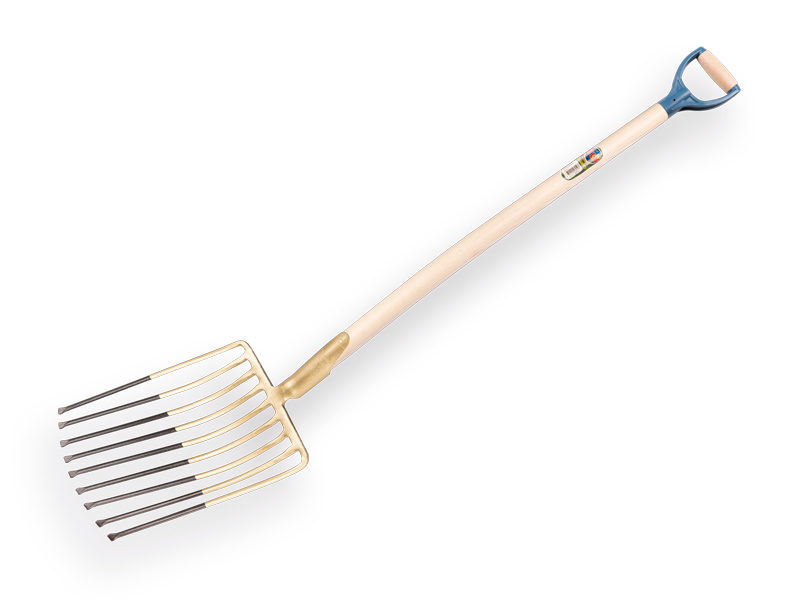 [840922] Schuttgabel OFFNER 9 Zinken 26,5 cm mit Federdülle und ATLAS Kunststoff-D-Griff 95 cm, FSC 100%