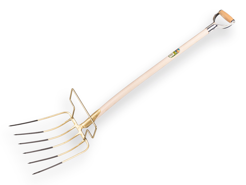 [842007] Laubgabel OFFNER 6-zinkig mit Bügel und ATLAS Metall-D-Griff 110 cm, FSC 100%