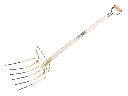 Fourche à feuilles OFFNER 6 dents avec étrier et manche à poignée en D métallique ATLAS 110 cm, FSC 100%