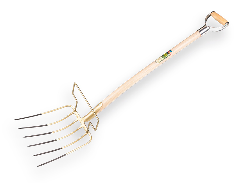 [842009] Fourche à feuilles OFFNER 6 dents avec étrier et ATLAS manche à poignée en D métallique 95 cm, FSC 100%