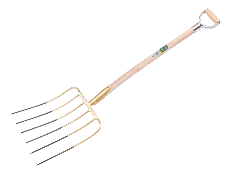 [842016] Silage fork OFFNER 6 tines, 43 cm long, with straight open socket and ATLAS metal D-handle 95 cm, FSC 100%