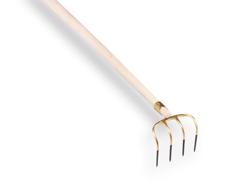 [844418] Manure fork OFFNER 4 tines, long tines 21 cm, with socket and straight ATLAS handle 250 cm