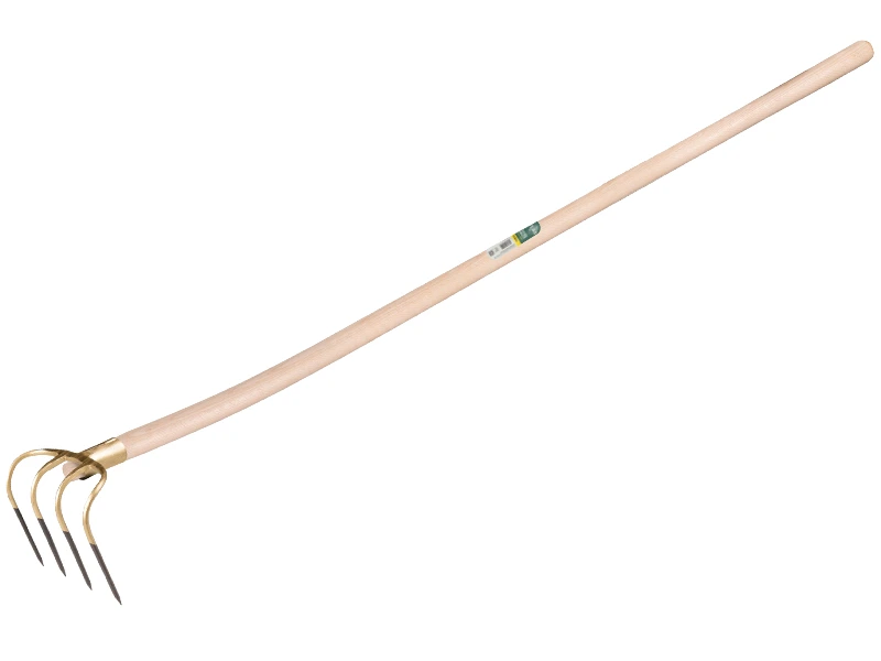 [844452] Misthaken OFFNER mit 4 kurzen Zinken 13 cm, Tülle und gebogenem ATLAS Stiel 140 cm, FSC 100%