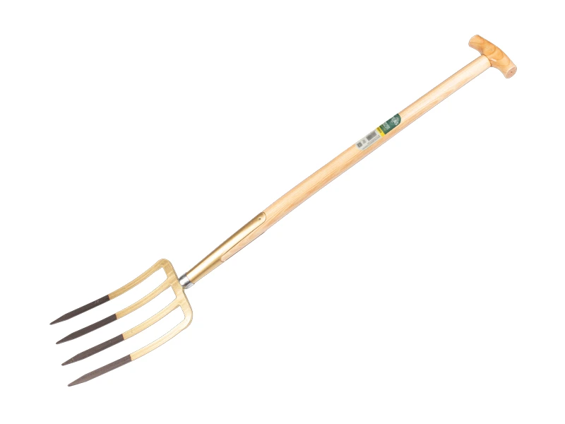 [862120] Digging fork OFFNER 4-prong bronze, with socket and ATLAS T-handle 90 cm