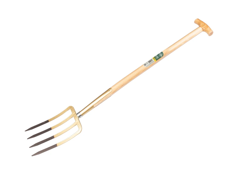 [862130] Digging fork OFFNER 4-tine bronze, heavy model with socket and ATLAS T-handle 90 cm