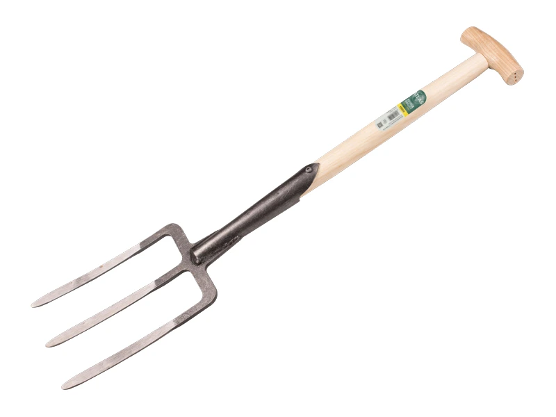 [865500] Digging fork De WIT 3-prong with double spring and ATLAS T-handle 50 cm