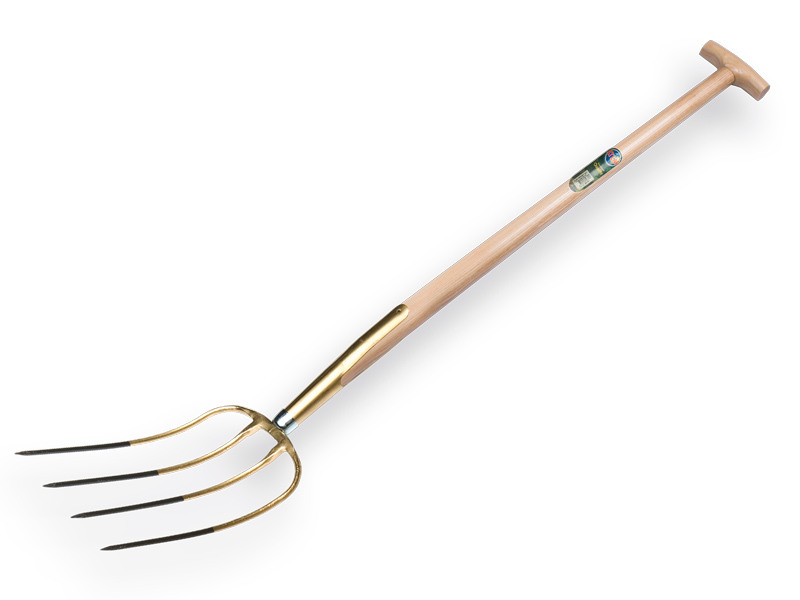 [911070] Manure fork OFFNER 4 tines bronze, with ATLAS T-handle 90 cm