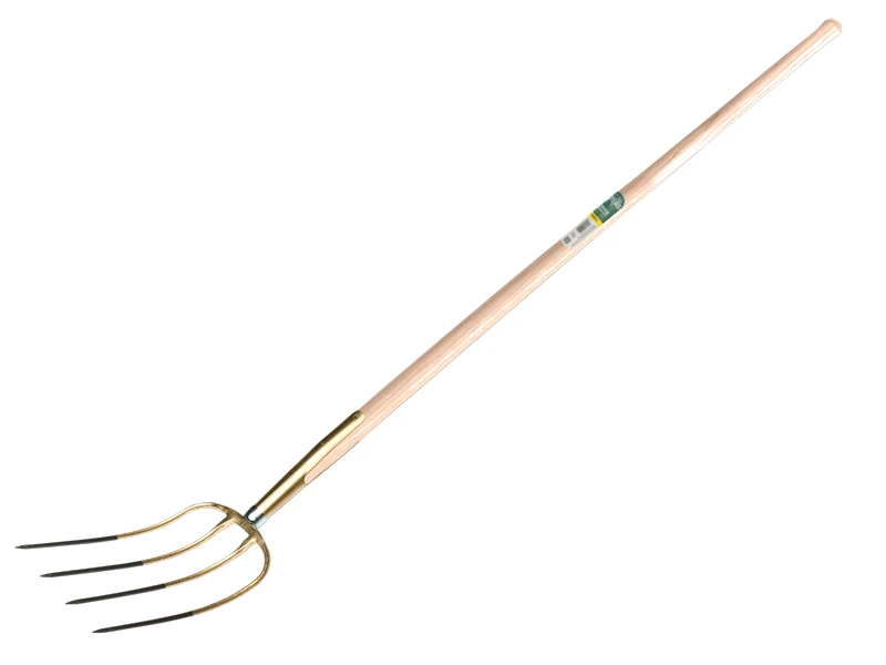 [911072] Manure fork OFFNER 4 tines bronze, with ATLAS knob handle 135 cm