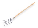 Manure fork ATLAS 5 tines blue, with ash wood knob handle 135 cm