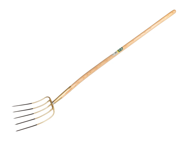 [915250] Manure fork OFFNER 5-tine bronze, with ATLAS knob handle 135 cm