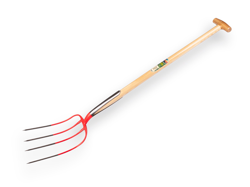 OFFNER Dunggabel 4 Zinken mit Doppelfeder Rot, mit Esche T-steel 90 cm 