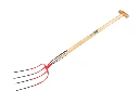 Manure fork OFFNER 4-tine red, with double spring and ATLAS T-handle 90 cm