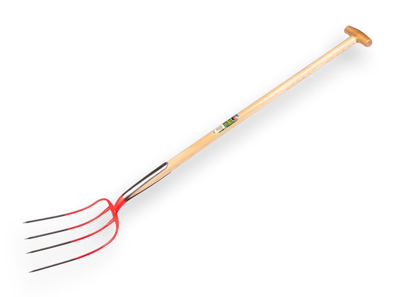 Mestvork OFFNER 4 tands rood, met dubbele veer en ATLAS T-steel 100 cm