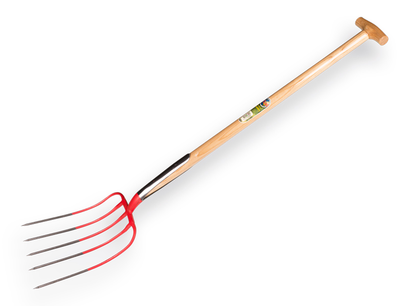 Mistgabel OFFNER 5 Zinken rot, mit Doppelfeder und ATLAS T-Stiele 90 cm