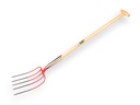 Manure fork OFFNER 5-tine red, with double spring and ATLAS T-handle 100 cm