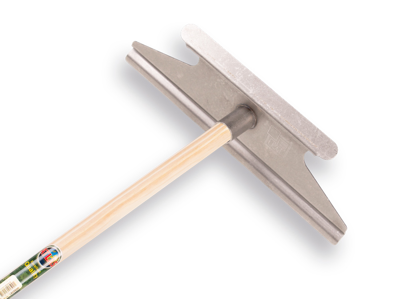 Stable scraper stainless steel, one side 35 cm, other side 21 cm, with TAUARI handle 160 x 2.8 cm