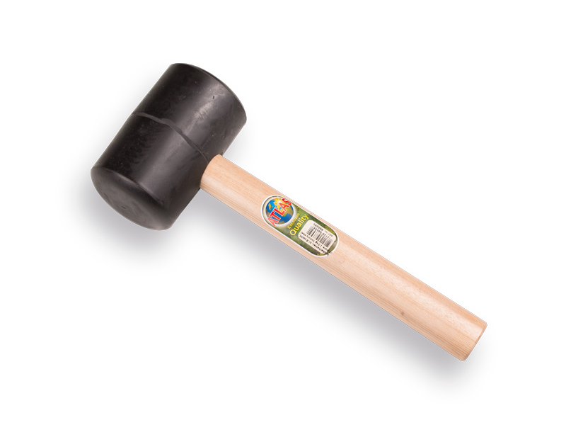 Maillet en caoutchouc ATLAS n° 8 doux 70 shore, 1,5 kg Ø 90 x 145 mm, avec manche hickory