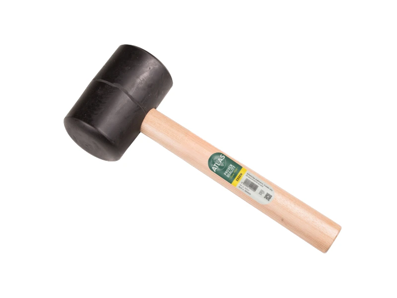 [998695] Maillet en caoutchouc ATLAS n° 8 souple 70 shore, 1,5 kg Ø 90 x 145 mm, avec manche HICKORY