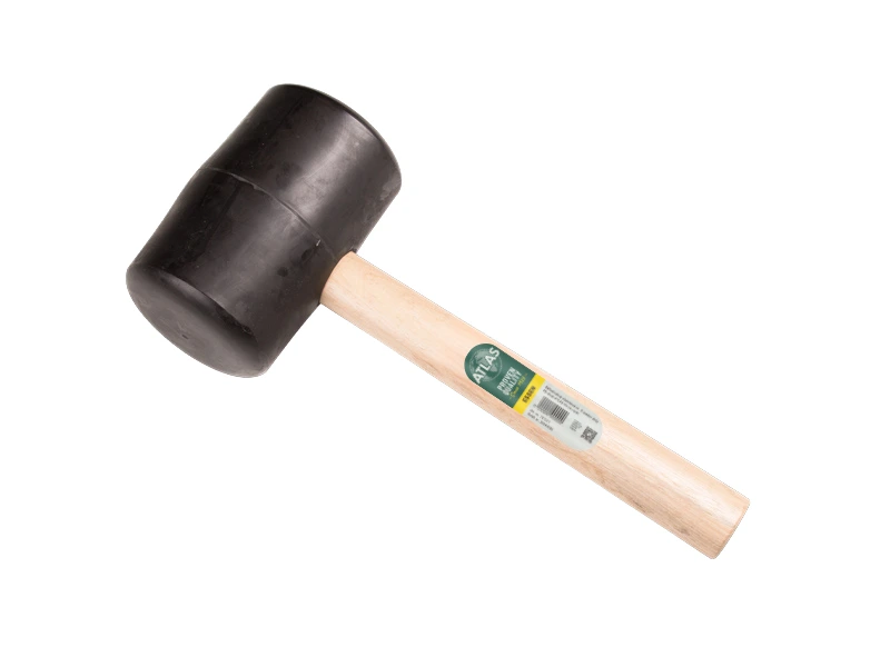 [998790] Maillet en caoutchouc ATLAS n° 9 dur 90 shore, 2.0 kg Ø 100 x 160 mm, avec manche HICKORY