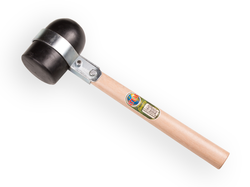 [998810] Rubber mallet ATLAS Rotterdams, soft 70 Shore, without hole, with bracket and hickory handle