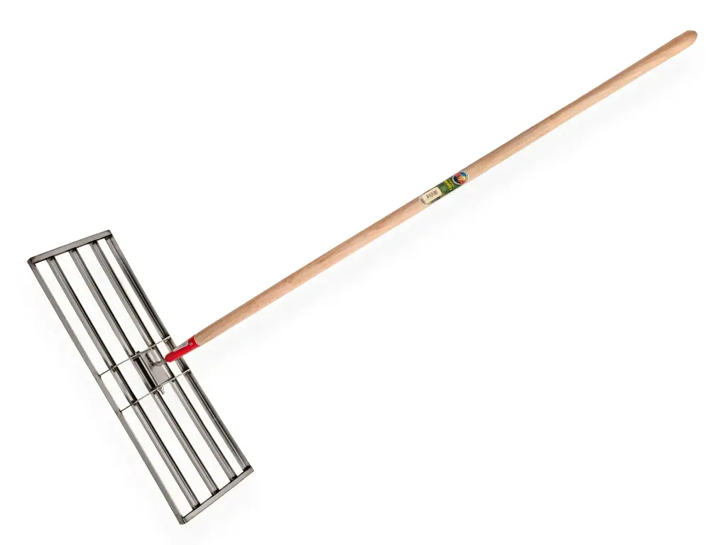 [656100] Rasenrakel ATLAS Edelstahl 80 x 25 cm, mit Eschenholzstiel 150 cm