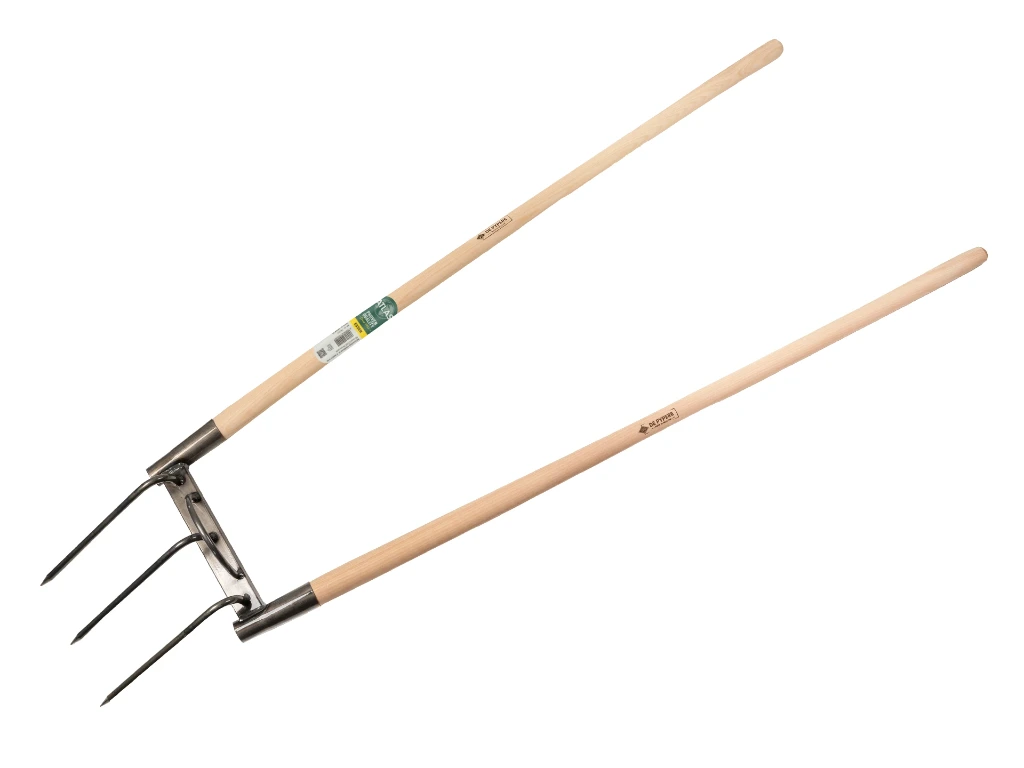 [1315363] Broadfork DE PYPERE AIR-FIT, 3 forged tines, with 2 ATLAS handles 130 cm, FSC 100%