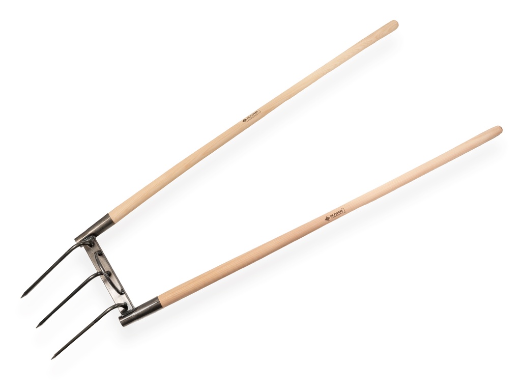Broadfork DE PYPERE AIR-FIT, 3 forged tines, with 2 ATLAS handles 130 cm, FSC 100%