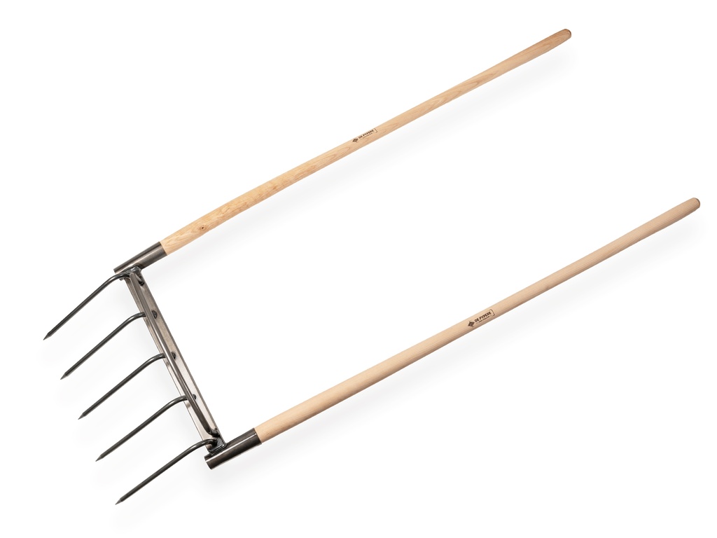 Breitgabel DE PYPERE AIR-FIT, 5 geschmiedete Zinken, mit 2 ATLAS-Stielen 130 cm, FSC 100%