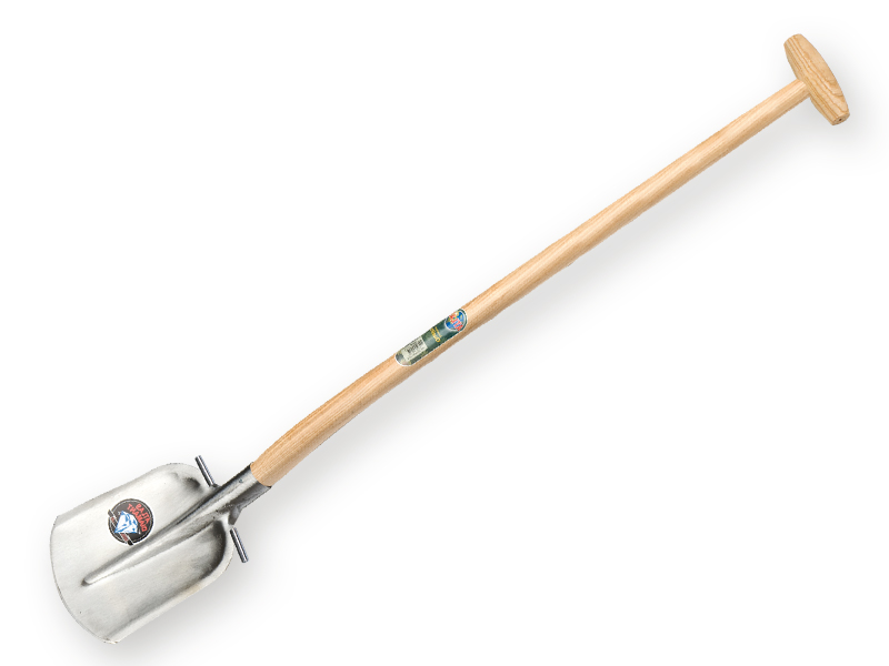 Digging shovel ATLAS DIAMOND 1/4 000 hardened, polished, ROUND TREADS, with ATLAS shovel handle 120 cm bent