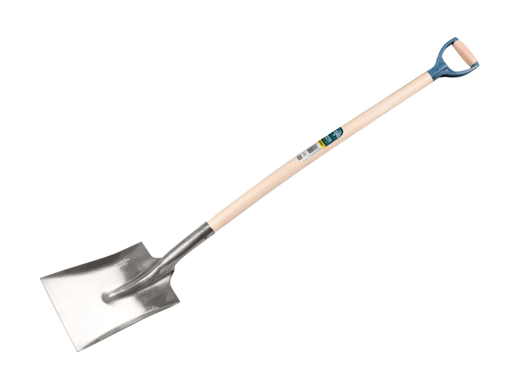 Ballast shovel ATLAS aluminium no. 0 without wear strip, 23.5 x 29 cm with plastic D-handle 95 cm straight, FSC 100%