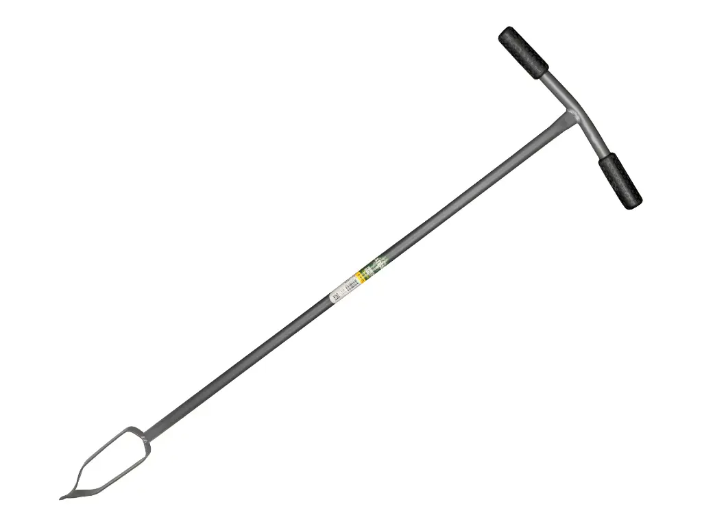 [1020726] Grondboor 7,5 cm atlas, grijs gelakt, gehard met rubberen handvat, lengte 122 cm