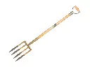 Digging fork OFFNER 4 tines bronze WITH STEP and ATLAS metal D-handle 95 cm