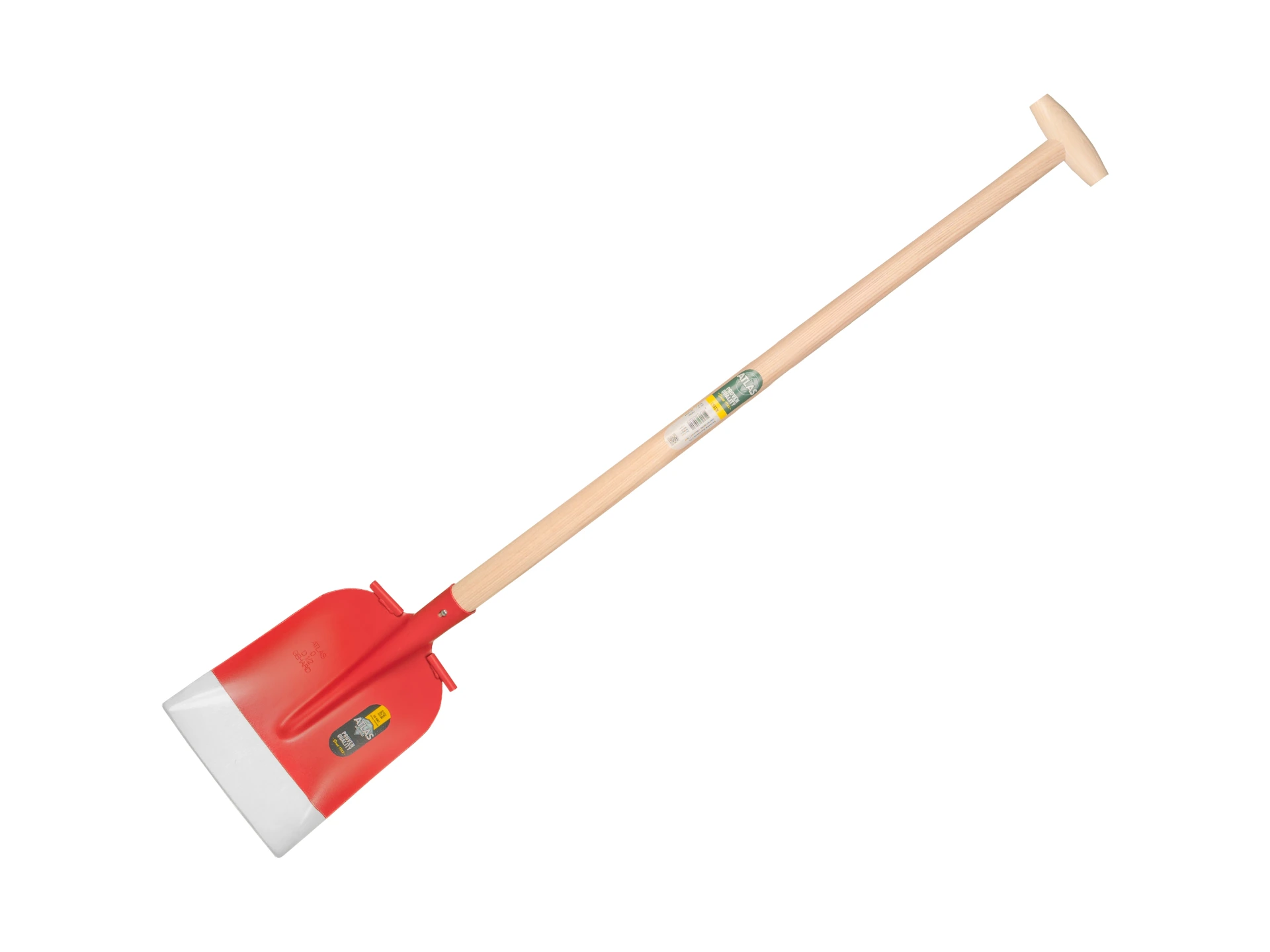 [780964] Pelle à béton ATLAS DIAMANT 1/2 0 rouge, extra trempé, REPOSE-PIEDS RONDS, avec manche de pelle ATLAS 100 cm courbé, FSC 100%