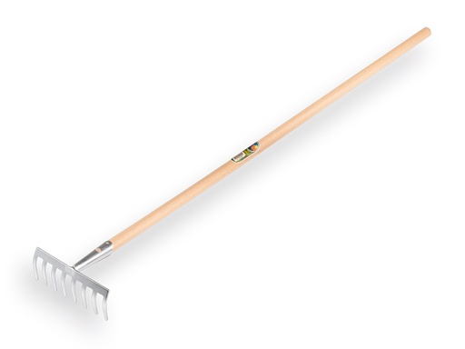 [1301098] Garden rake galvanised with 8 bent tines, with IKAPE handle 150 x 2.8 cm. FSC 100%