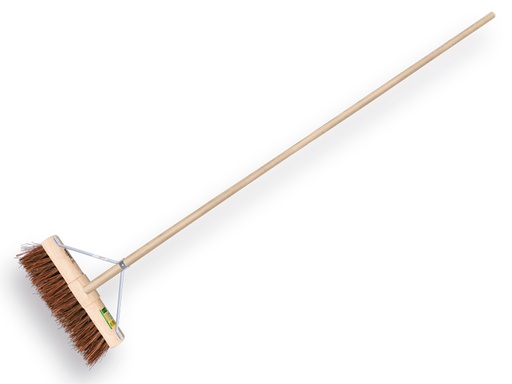[1490381] VERO Straßenbesen BASSINE 45 cm. Runder Holzrücke mit IKAPÉ Stiel 160 x 2,8 cm und extra breiter Stielhalter
