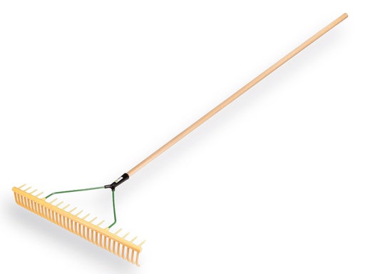 [656091] JOST Kunststoff  Heu-Garten-Rechen.32 Gebogenen und 16 Querzinken. Breite 64 cm mit Tauari stiel 160 x 2,8 cm