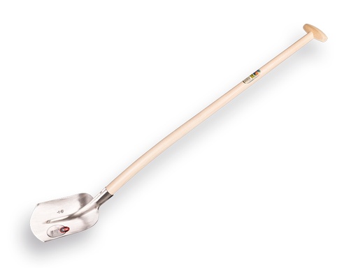 [705245] ABC Holländer Sandschaufel ½ O gehärtet POLIERT mit ATLAS Eschen T-Stiel 110 cm, 