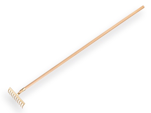 [817230] OFFNER Gartenrechen mit Dulle. Gold lakiert mit 10 gebogenen Zinken mit Langstiel 160 x 2,8 cm