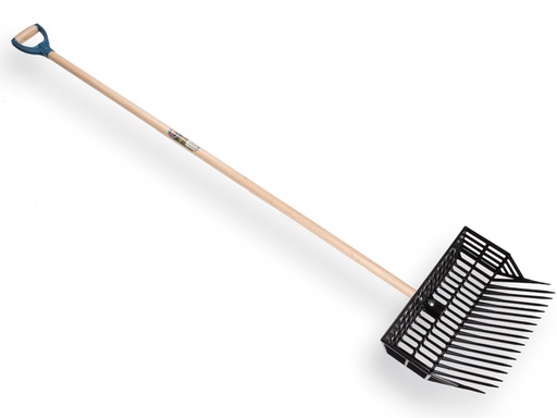 [827011] Fourche à fumier ATLAS modèle panier en plastique, manche TAUARI 140 x 3,0 cm et poignée en D