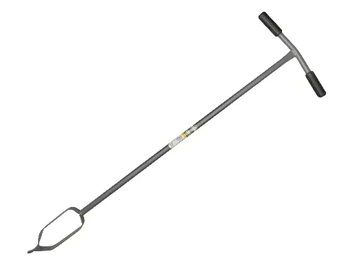 [1020727] Grondboor 10 cm atlas, grijs gelakt, gehard met rubberen handvat, lengte 122 cm